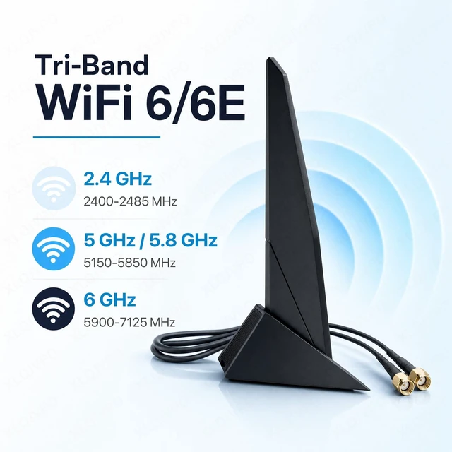 Alt view image 2 of 7 - WiFi Antenna 2.4GHz 5GHz RP-SMA Magnetic Base Adapter Antenna with 80cm Extension Cable for ASUS Z390 Z490 X570 Motherboard 2T2R PCI-E Bluetooth Network Router