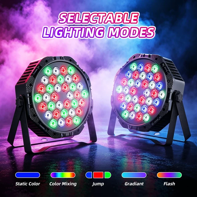 Alt view image 3 of 7 - 2-Packs 36LED Par Lights DJ Stage Light RGB | Sound Activated Control led stage DMX lights Uplighting for Wedding Party Club Christmas Lighting Apparatus