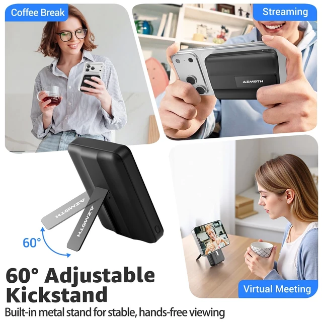 Alt view image 6 of 7 - for MagSafe Portable Charger, 10000mAh Magnetic Power Bank 20W PD | Fast Charging,Wireless Battery Pack with LED Display & Stand,Travel Essentials,for iPhone 17/16/15/14/13/12 Series