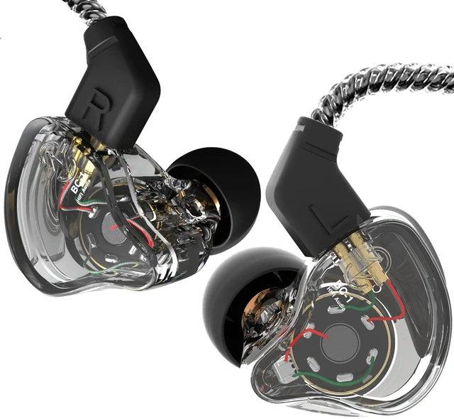 Main image of CCZ Yinyoo Melody in Ear Monitors Earphones Headphones Wired Earbuds without Microphone IEM HIFI Bass with 1DD 1BA, Ear fins, 4N OFC Cable for Musicians, Singer, on Stage, Studio (no mic, clear black)