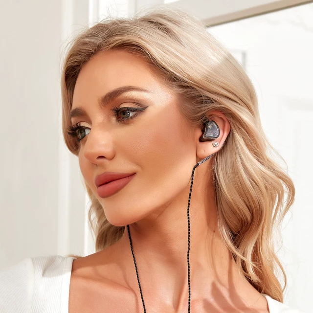 Alt view image 6 of 7 - CCZ Yinyoo Melody in Ear Monitors Earphones Headphones Wired Earbuds without Microphone IEM HIFI Bass with 1DD 1BA, Ear fins, 4N OFC Cable for Musicians, Singer, on Stage, Studio (no mic, clear black)