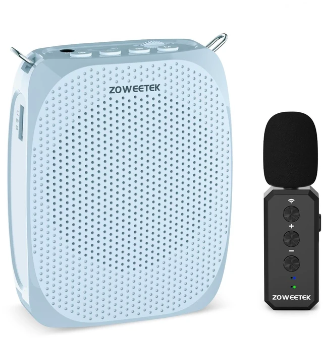 Main image of Wireless Voice Amplifier with Lavalier Mic for Teachers | Portable Speaker, Clip-On Microphone, Mini Design, Personal Mic System, for Speech, Meeting, Yoga