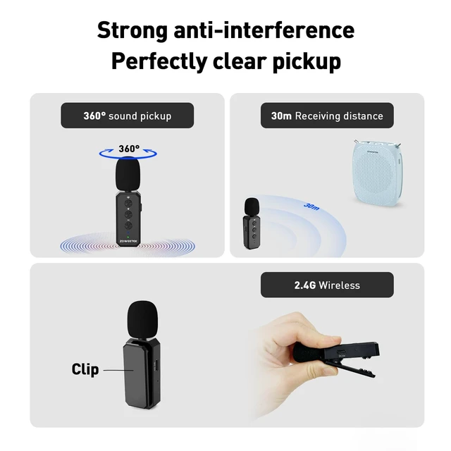 Alt view image 3 of 7 - Wireless Voice Amplifier with Lavalier Mic for Teachers | Portable Speaker, Clip-On Microphone, Mini Design, Personal Mic System, for Speech, Meeting, Yoga