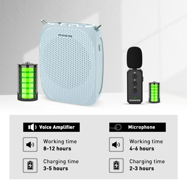 Alt view image 4 of 7 - Wireless Voice Amplifier with Lavalier Mic for Teachers | Portable Speaker, Clip-On Microphone, Mini Design, Personal Mic System, for Speech, Meeting, Yoga