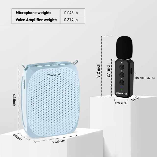 Alt view image 6 of 7 - Wireless Voice Amplifier with Lavalier Mic for Teachers | Portable Speaker, Clip-On Microphone, Mini Design, Personal Mic System, for Speech, Meeting, Yoga