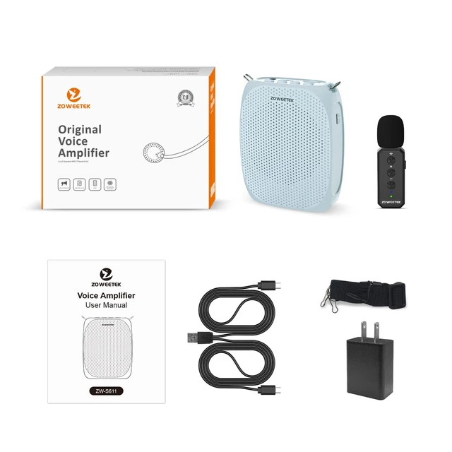 Alt view image 7 of 7 - Wireless Voice Amplifier with Lavalier Mic for Teachers | Portable Speaker, Clip-On Microphone, Mini Design, Personal Mic System, for Speech, Meeting, Yoga