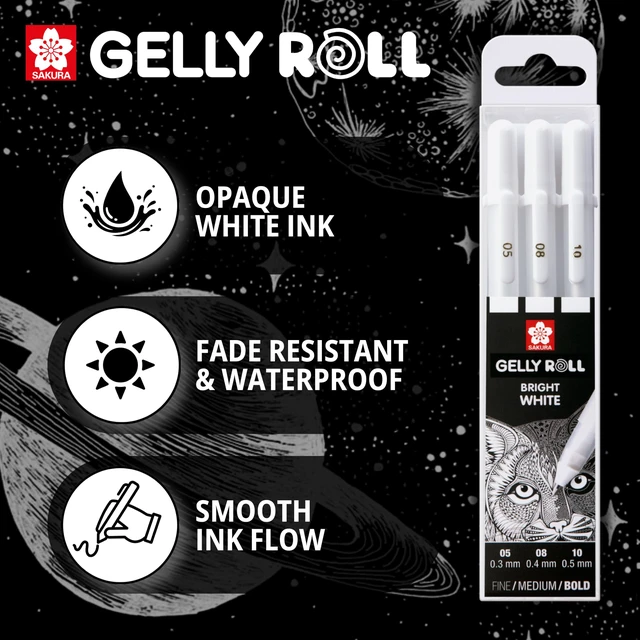 Alt view image 2 of 6 - Gelly Roll Classic White Gel Pen Set, Assorted Sizes, 3 Pack