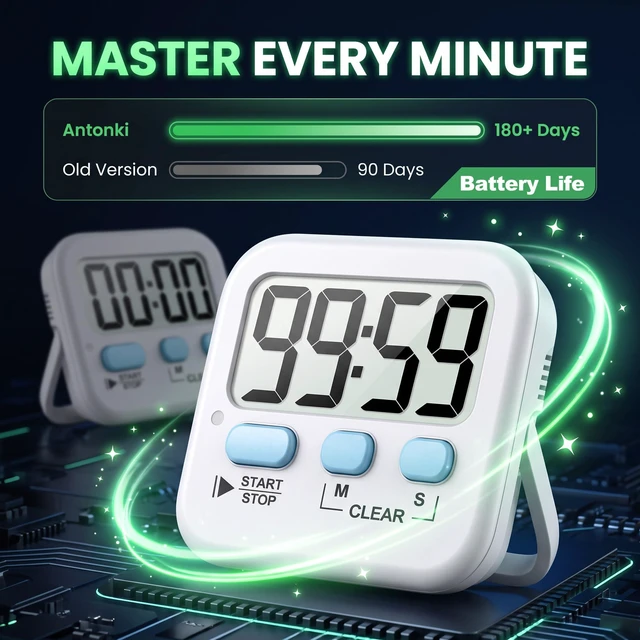 Alt view image 3 of 7 - 2 Pack Digital Timer for Kids Classroom Kitchen Timers for Cooking | With 2*AAA Battery, Count Up / Down, Loud Alarm & Silent FlashLight Mode, Magnetic Back, Kickstand, School Teacher Supplies