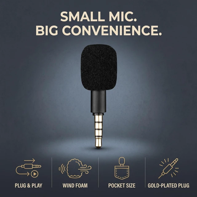 Alt view image 2 of 6 - Black 4 Pole Mini Portable Microphone Jack 3.5mm Aux 4 Pole/ 3 Pole Karaoke Mic for Recorder Mobile Phone Smart Phone Computer Laptop Multipurpose Condenser Microphones