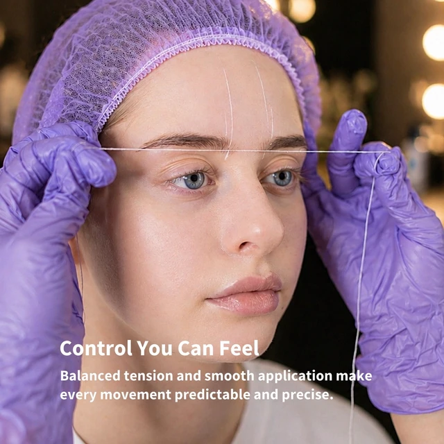 Alt view image 5 of 7 - Brow Mapping String, Eyebrow Thread for Microblading (White) | 100 ft white pre-inked mapping thread helps mark clean brow guide lines for shaping, symmetry checks, PMU and microblading.