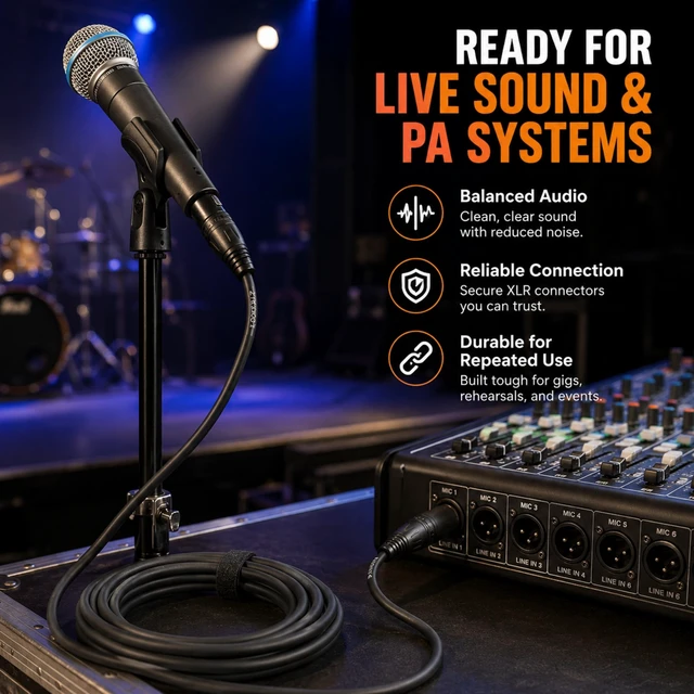 Alt view image 6 of 7 - XLR Cable Male to Female 10ft 22AWG 99.99% OFC, 128-Braid Shielded, Gold Plated Microphone Cable for Studio, Stage, Mixer, Speakers, Podcast