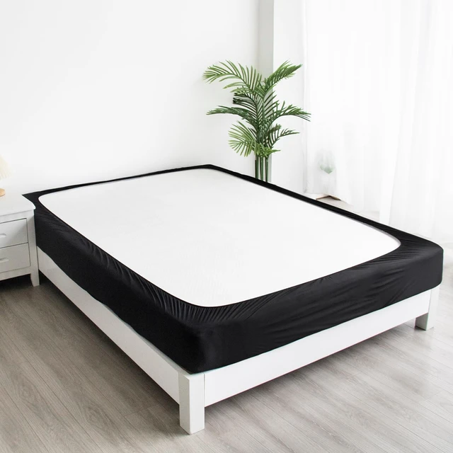 Alt view image 6 of 6 - Cover Queen Size - Black Jersey Knit & Stretchy Wrap | With Elastic Around 4 Sides of The Box Spring, Alternative for Bed Skirt, Ultra Soft, Wrinkle & Fading Resistant