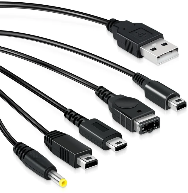 Main image of 5 in 1 USB Charging Cable for Nintendo DS Lite/NDS/New 3DS XL/New 3DS/3DS XL/3DS/2DS/DSi XL/Wii U/GBA SP(Gameboy Advance SP)/PSP 1000/2000/3000 Multi-Functional USB Fast Charger Cable-3.9FT