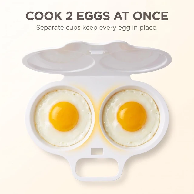 Alt view image 4 of 7 - Poacher, Microwave Egg Boiler Poacher, 2 Cavity Nonstick Poached Egg Maker With Lid, Egg Poacher Microwave Egg Cooker, Double Drain Poached Egg Cups Cookware13 * 5cm