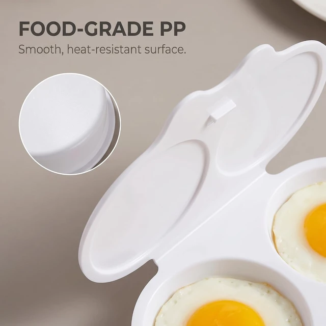 Alt view image 5 of 7 - Poacher, Microwave Egg Boiler Poacher, 2 Cavity Nonstick Poached Egg Maker With Lid, Egg Poacher Microwave Egg Cooker, Double Drain Poached Egg Cups Cookware13 * 5cm