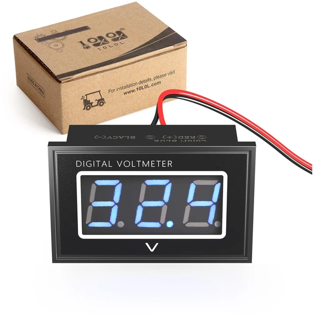 Main image of Universal Golf Cart Voltage Meter Battery Meter | Waterproof Blue LED Digital Voltmeter Gauge ,Wide for 12V 24V 36V 48V 60V 72V EZGO Club Car Yamaha,Display Range DC15V~120V