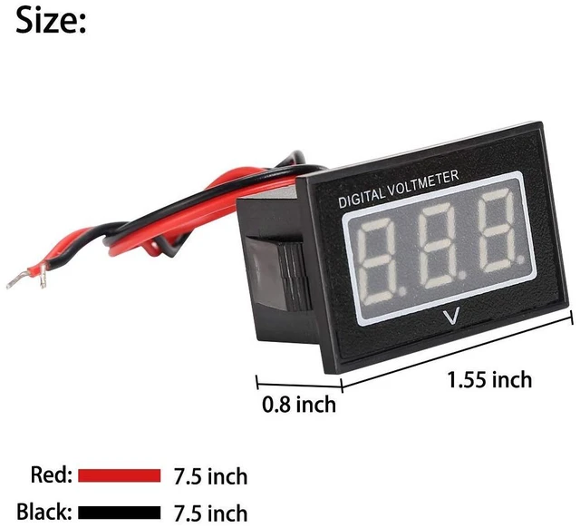 Alt view image 6 of 7 - Universal Golf Cart Voltage Meter Battery Meter | Waterproof Blue LED Digital Voltmeter Gauge ,Wide for 12V 24V 36V 48V 60V 72V EZGO Club Car Yamaha,Display Range DC15V~120V