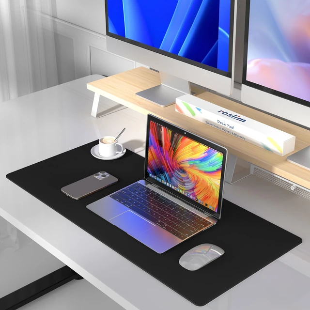 Alt view image 5 of 7 - Desk Pad Protector, Mouse Pad, Non-Slip Computer Mat for Desk, PU Leather Office Desk Mat for Home & Office, Waterproof Laptop Desk Blotter for Keyboard and Mouse, Taro Purple (15.7''X31.5'')