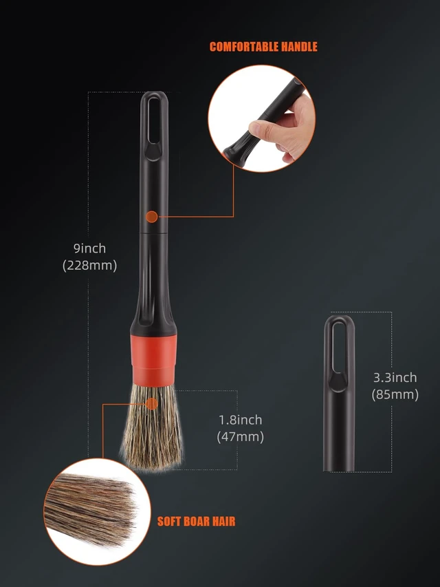 Alt view image 2 of 7 - Brush, Drill Brush Attachment SPTA 5Pcs Detachable Car Care Detailing Brush Set Soft No Scratch Boar Hair Detail Brush Car Care Detail Brush for Air Vent Automotive Interior Exterior -DF075