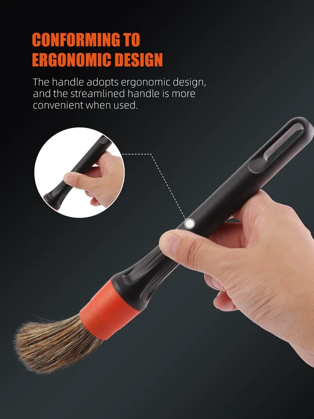 Alt view image 4 of 7 - Brush, Drill Brush Attachment SPTA 5Pcs Detachable Car Care Detailing Brush Set Soft No Scratch Boar Hair Detail Brush Car Care Detail Brush for Air Vent Automotive Interior Exterior -DF075