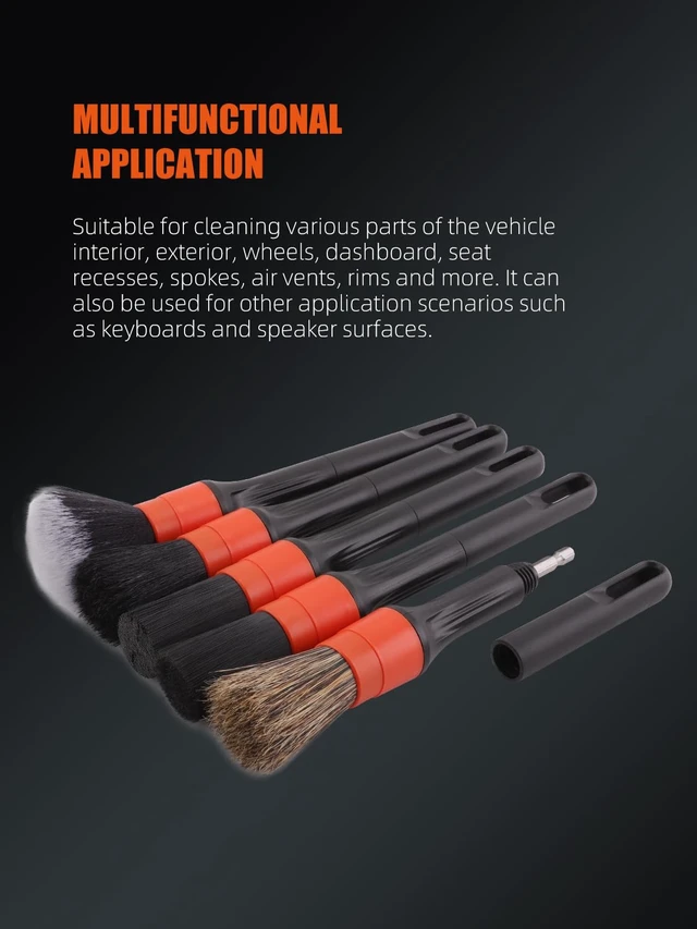 Alt view image 5 of 7 - Brush, Drill Brush Attachment SPTA 5Pcs Detachable Car Care Detailing Brush Set Soft No Scratch Boar Hair Detail Brush Car Care Detail Brush for Air Vent Automotive Interior Exterior -DF075
