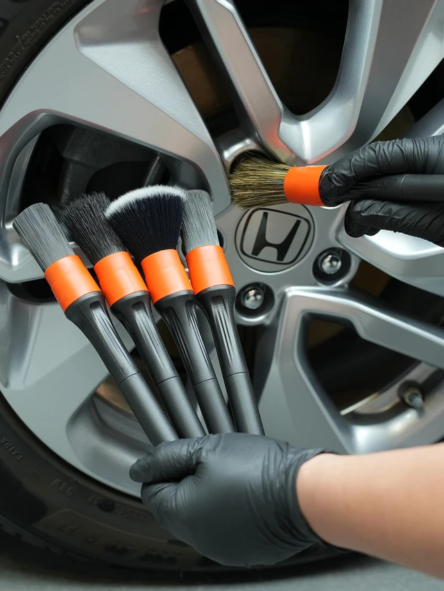 Alt view image 7 of 7 - Brush, Drill Brush Attachment SPTA 5Pcs Detachable Car Care Detailing Brush Set Soft No Scratch Boar Hair Detail Brush Car Care Detail Brush for Air Vent Automotive Interior Exterior -DF075