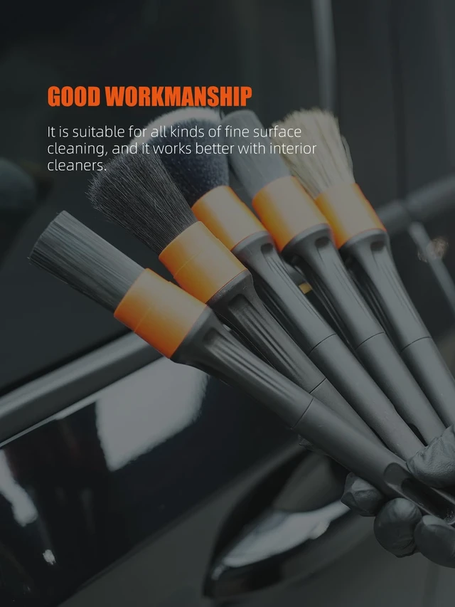 Alt view image 6 of 7 - Brush, Drill Brush Attachment SPTA 5Pcs Detachable Car Care Detailing Brush Set Soft No Scratch Boar Hair Detail Brush Car Care Detail Brush for Air Vent Automotive Interior Exterior -DF075