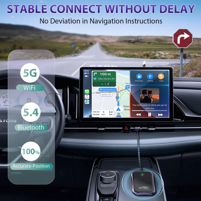 Alt view image 3 of 7 - Carplay Adapter, 2025 Upgrade Converts Wired to Wireless Adapter for iPhone, Auto Connect Dongle for Apple Car Play, Bluetooth No Delay Control for Cars from 2016 and iOS 10+, Black