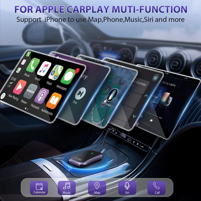Alt view image 5 of 7 - Carplay Adapter, 2025 Upgrade Converts Wired to Wireless Adapter for iPhone, Auto Connect Dongle for Apple Car Play, Bluetooth No Delay Control for Cars from 2016 and iOS 10+, Black
