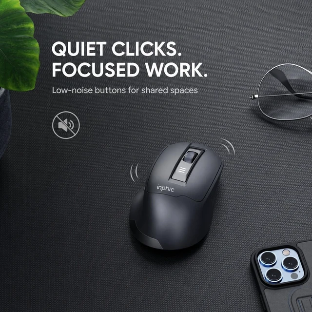 Alt view image 4 of 7 - Wireless Mouse 2.4G Rechargeable Silent Click, for Laptop PC | Ergonomic USB Optical Mouse, 6 Buttons, 2400 DPI 4-Level Adjustable, Battery Level Indicator, Grey, for Mac and Windows
