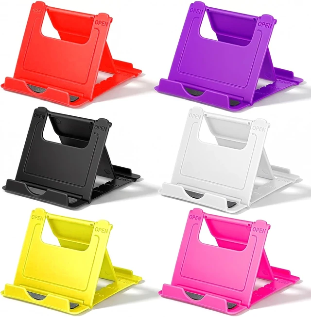 Alt view image 4 of 7 - 6PCS Foldable Phone Stand - Colorful Desk Office Cell Phone Holder, Mobile Tablet Holder for Airplane Headphone, Essential CellPhone Accessories, Portable Versatile Stand for Travel(6 Colors)