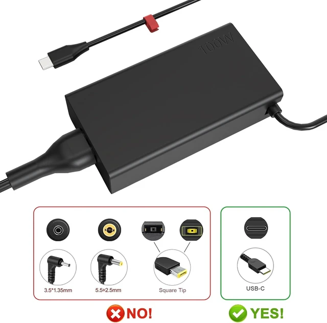 Alt view image 4 of 6 - USB C Laptop Charger 100W Fast Charger Replacement for Thinkpad IdeaPad Yoga Series Type C Charger AC Adapters