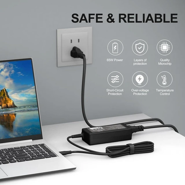 Alt view image 6 of 7 - Replacement 65W USB C Laptop Charger Compatible with Chromebook and All 65W USB Type C Power Adapter