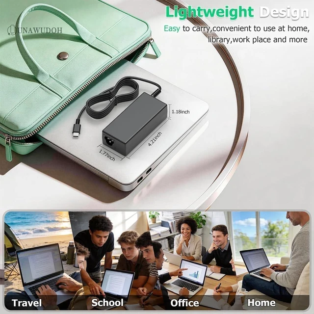 Alt view image 6 of 7 - 65W USB C Laptop Charger Compatible with ThinkPad T480 T490 T580 X1 Carbon T14 T14s T16 E14 E16 Yoga C940 C930 720 910 920 7i Chromebook C330 S330 Type C Fast Charging Power Supply Adapter Cord