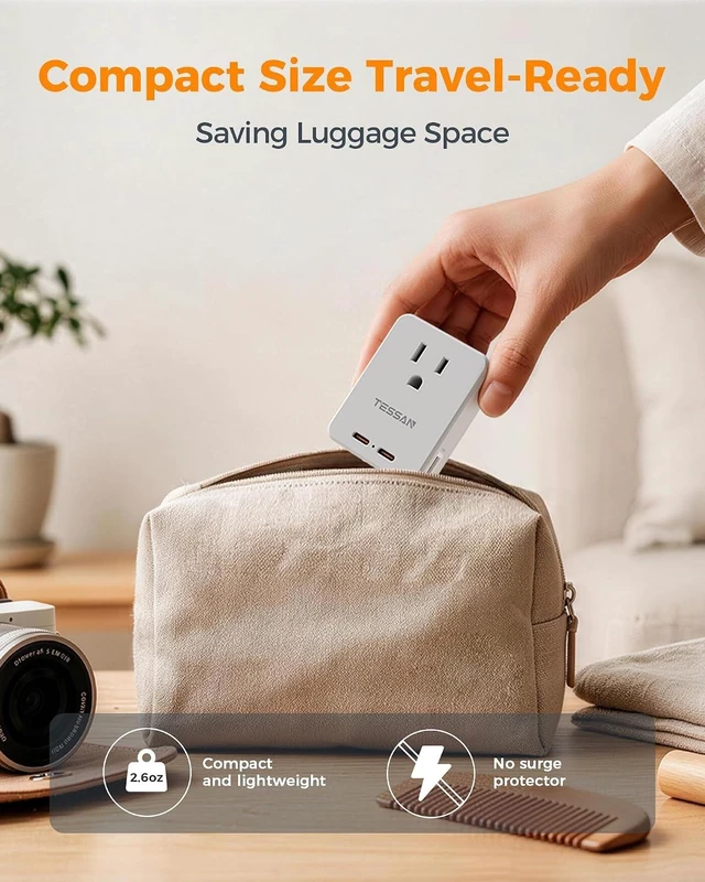 Alt view image 5 of 7 - European Travel Plug Adapter Foldable Adapter for Europe Plug Grey