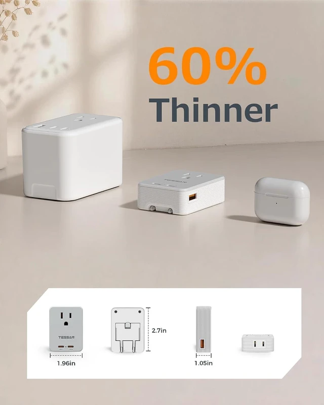 Alt view image 6 of 7 - European Travel Plug Adapter Foldable Adapter for Europe Plug Grey