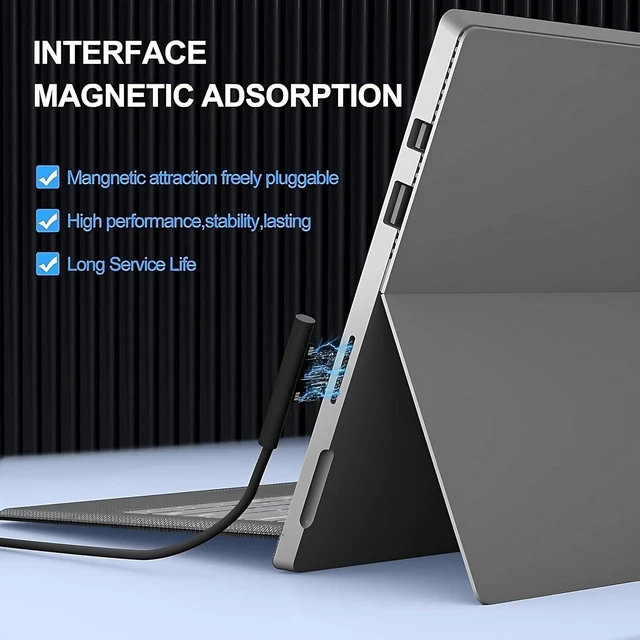 Alt view image 3 of 7 - Surface Pro Charger 65W Surface Laptop Charger Compatible with Microsoft Surface Pro 11/10/9/8/7+/7/6/5/4/X Surface Laptop 7/6/5/4 Surface Book 3/2 Surface Go 3/2/1 with 8.8ft Power Cord