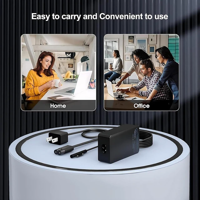Alt view image 4 of 7 - Surface Pro Charger 65W Surface Laptop Charger Compatible with Microsoft Surface Pro 11/10/9/8/7+/7/6/5/4/X Surface Laptop 7/6/5/4 Surface Book 3/2 Surface Go 3/2/1 with 8.8ft Power Cord