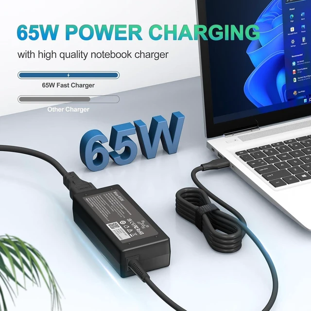 Alt view image 2 of 7 - 65W USB C Laptop Charger Compatible with Chromebook///Acer and More Chromebook Type C Power Cord