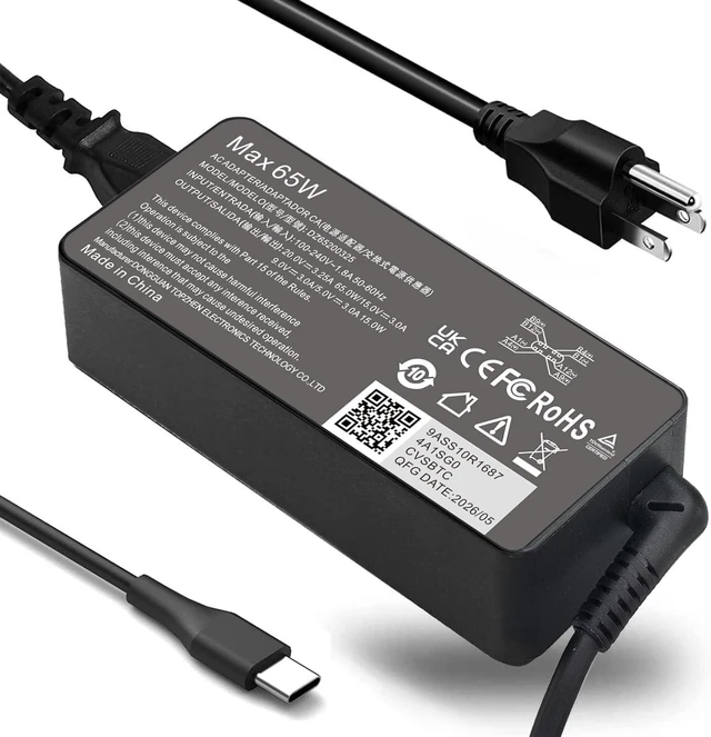 Alt view image 2 of 7 - 65W USB C Laptop Charger Compatible with Thinkpad/Yoga/Chromebook ADLX65YDC2A Replacement for Laptop Charger