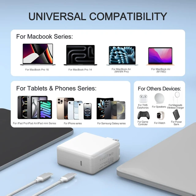 Alt view image 4 of 7 - Compatible with Mac Book Pro Charger 70W USB C Fast Charger Power Adapter