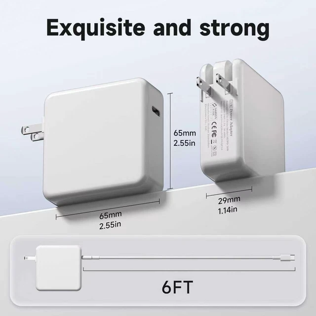 Alt view image 2 of 6 - 70W USB-C Power Adapter for MacBook Air 13 & 15(M1-M4 20202025) PD Fast Charger with Foldable Plug Lightweight Travel-Ready Design for Home Office & On-the-Go Use