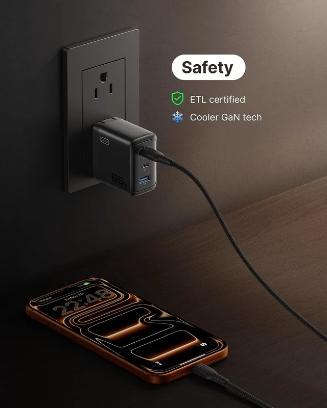 Alt view image 7 of 7 - Laptop Charger 65W Type C Charger Fast Charging Block for MacBook
