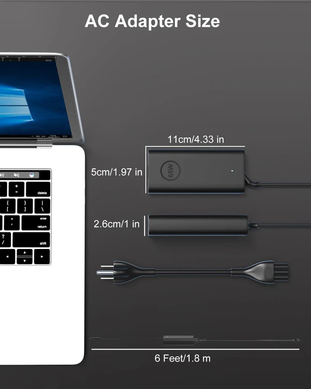 Alt view image 7 of 7 - 65W USB C Laptop Charger Compatible with Latitude 5450 Charger