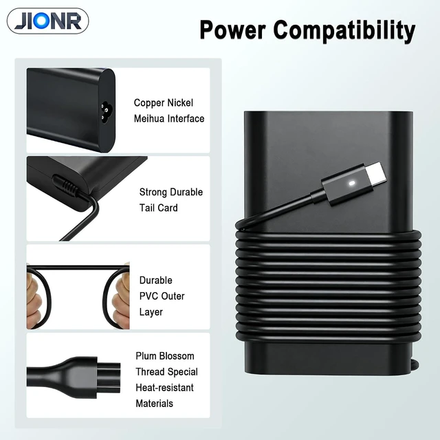 Alt view image 6 of 7 - 65W USB-C Laptop Charger Compatible with Latitude 5520 5420 5540 7420
