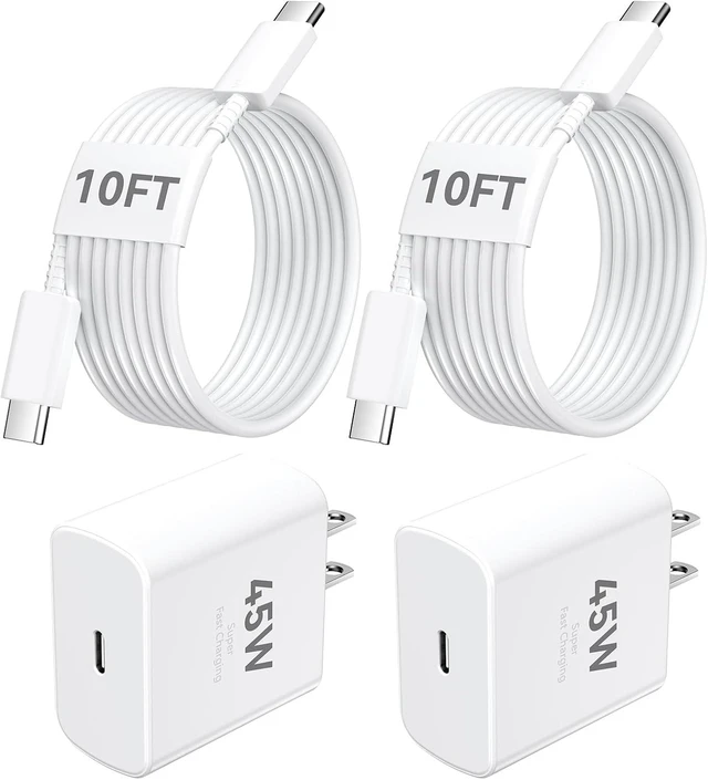 Main image of iPhone 17 16 15 Charger Fast Charging PD 45W 10 FT USB C Cable iPhone 17/16/15 Pro max Charging Long Cord with Charger Block for iPhone 17 Pro Max/17 Pro/17 Air/iPhone 16 15 Series iPad 2Pack