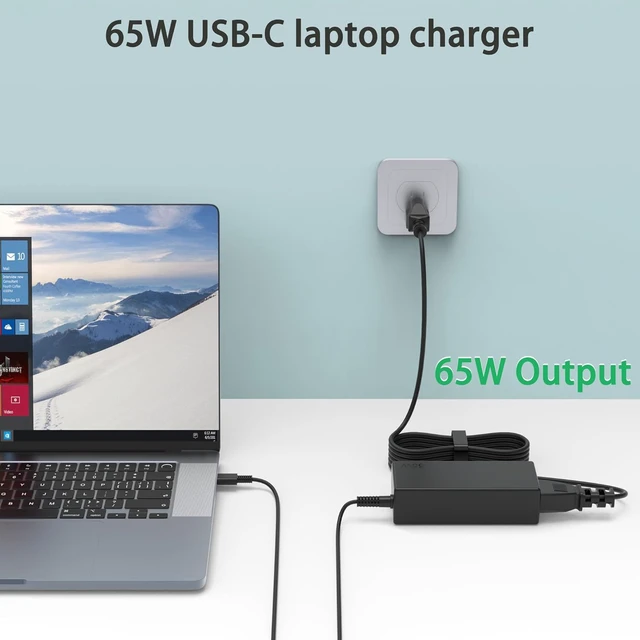Alt view image 2 of 6 - 65W USB C Charger Replacement for ThinkPad X1 X13 T14 T15 E14 E15 T480s T490 E480 Yoga 7i 9i Thinkbook 13s 14 15 16 Plus G4 Fast Charging Type C Laptop Power Cord Adapter