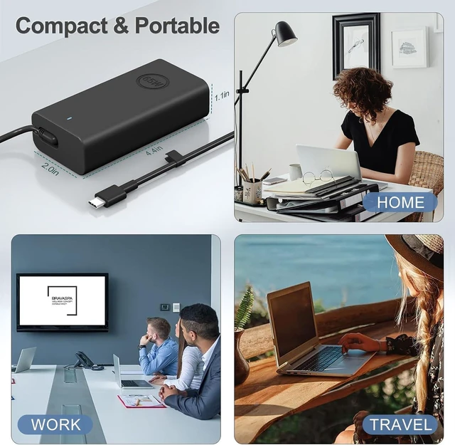 Alt view image 7 of 7 - Replacement for Laptop Charger 65W USB-C and All Type C Power Adapter
