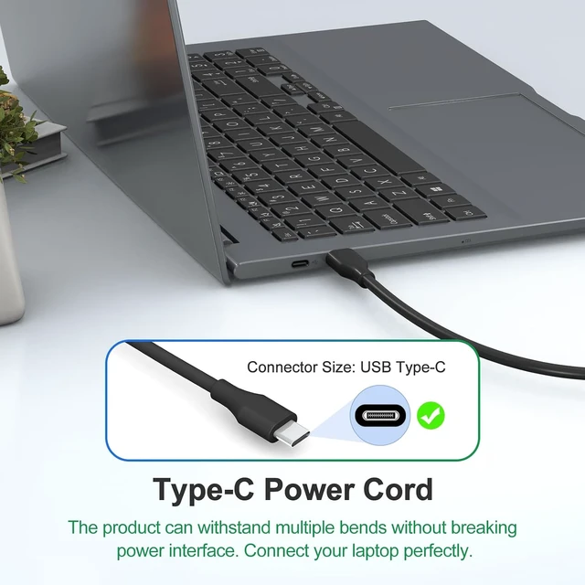 Alt view image 2 of 7 - 100W USB C Laptop Charger Compatible with Chromebook ThinkPad Mac Book Pro/Air 16 15 14 13 Inch Acer and All Type C Adapter Charger