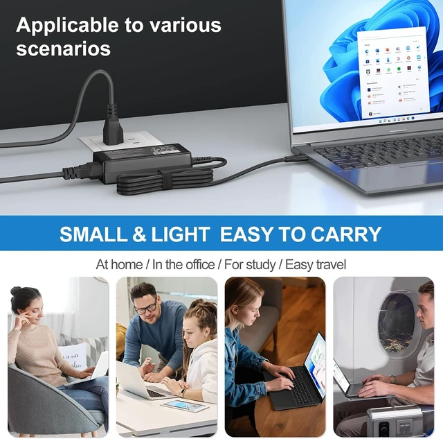 Alt view image 7 of 7 - 100W USB C Laptop Charger Compatible with Chromebook ThinkPad Mac Book Pro/Air 16 15 14 13 Inch Acer and All Type C Adapter Charger